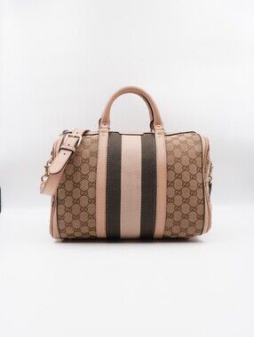 CN18 💗 GUCCI GG Monogram Vintage Web Boston